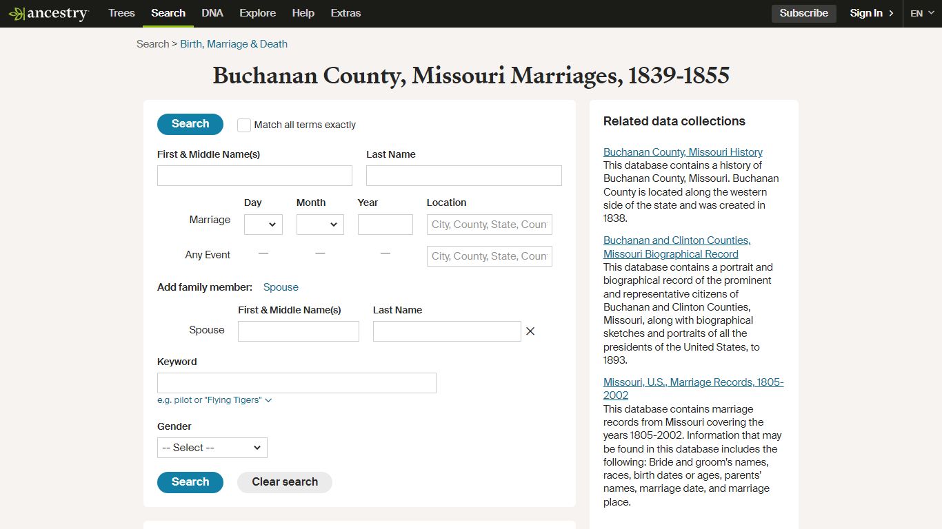 Buchanan County, Missouri Marriages, 1839-1855 - Ancestry.com